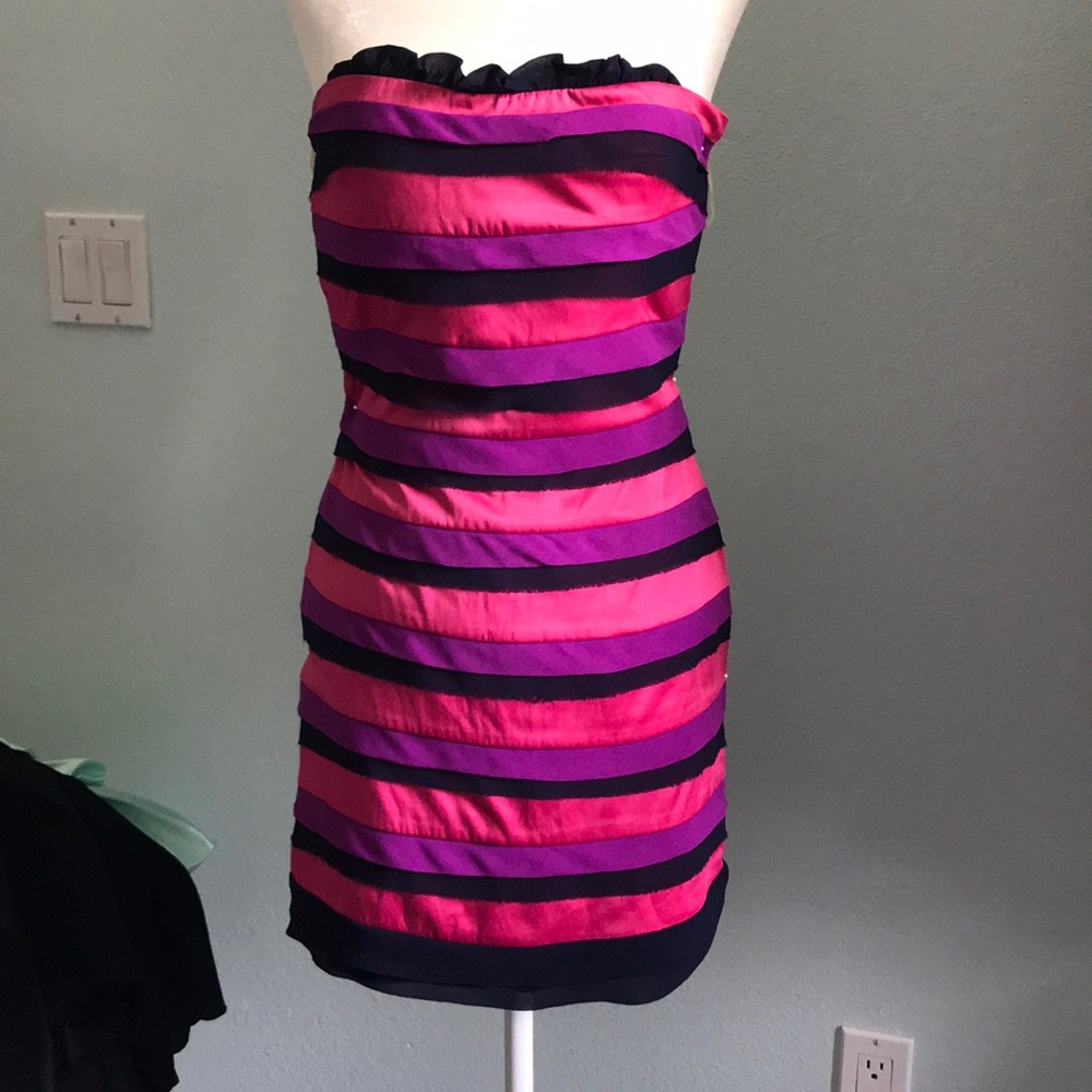 COPY - Pink blue and purple striped mini dress